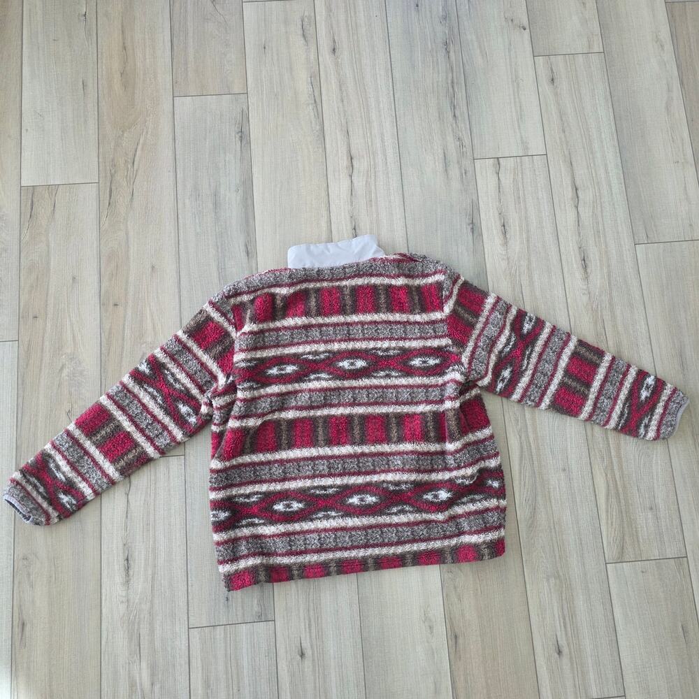 Hooey Aztec Burgundy/Tan 1/4 Zip Pullover Fleece Sweater Men Sz XL HJ077BUTN - Picture 5 of 10